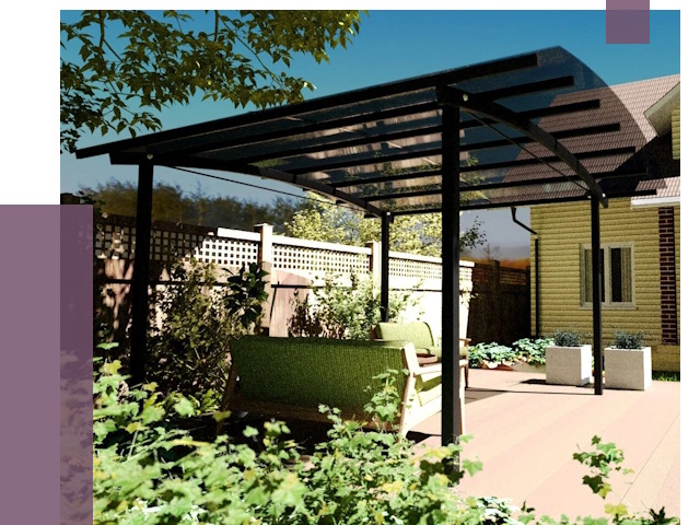 Навесы для террасы в Чернушке от 12949 руб. под ключ | ПРОЛЁТ-Чрш