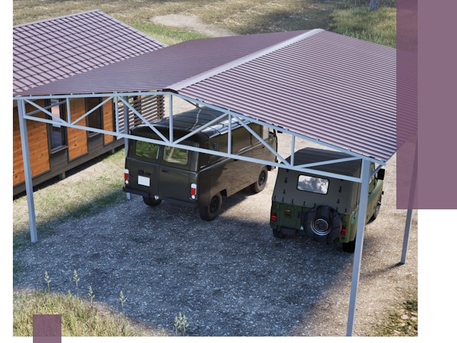 Двускатные навесы под ключ в Чернушке — изготовление и монтаж