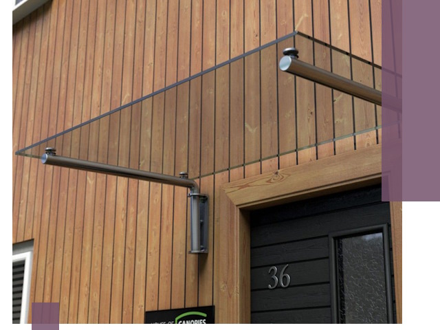 Стеклянные козырьки на входы и фасады в Чернушке