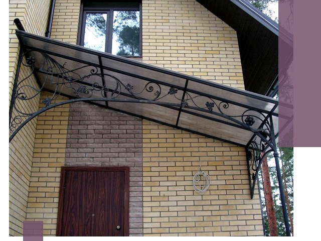 Односкатные козырьки из металла под ключ в Чернушке